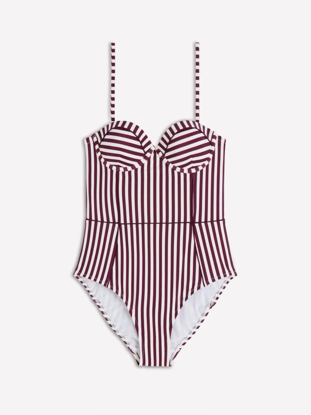 BODEN Women’s Rhodes Cup-Size Swimsuit | Chocberry, Ivory Stripe Size 34DD - Picture 12 of 12